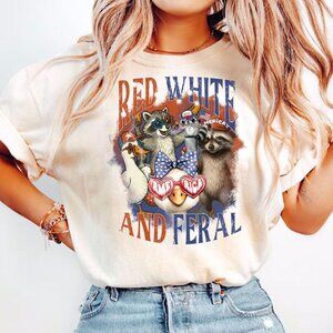 Red White and Feral Shirt, Funny Patriotic Shirts, Funny 4th Of July Shirts, Pat